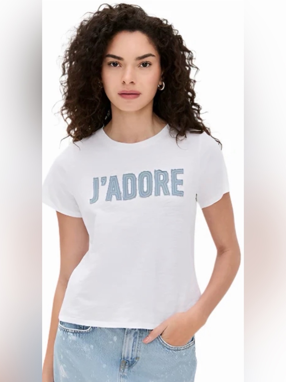 Cinq a Sept Denim Jadore Shrunken Tee -
White/Light Wash
